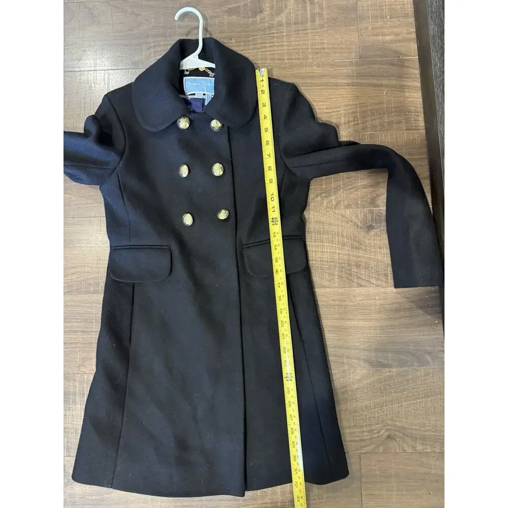 Draper James Woman's Faux Pea  Coat Gold Snap Buttons ‎ Lined  Black Size 2